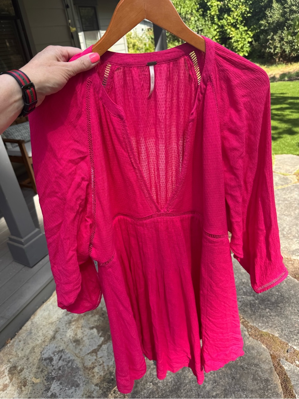 Vibrant pink as seen in first daylight photo V-Neck Dress